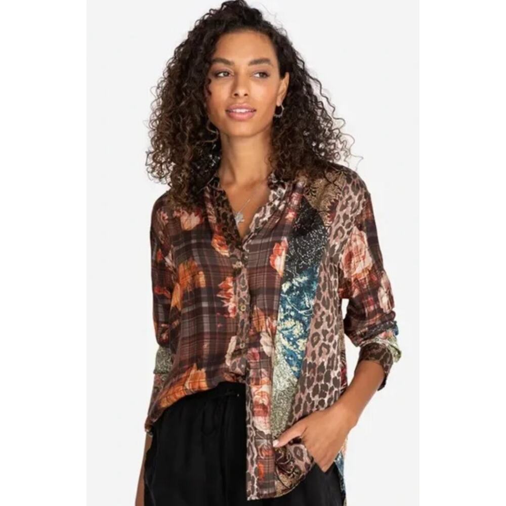Johnny Was Octave Floral Print Mix Shirt Size medium